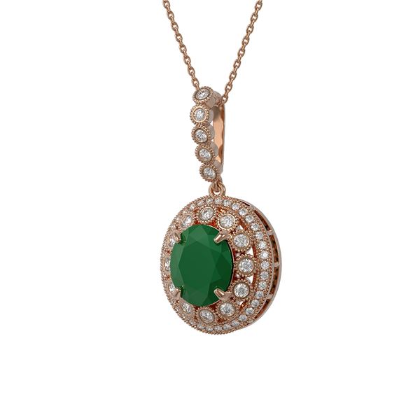 8.66 ctw Certified Emerald & Diamond Victorian Necklace 14K Rose Gold - REF-204H5R