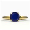 Image 1 : 2 ctw Cushion Cut Sapphire Solitaire Engagment Ring 18k Yellow Gold - REF-33G4W
