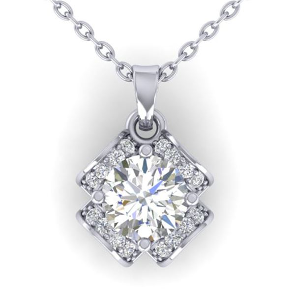 0.95 ctw VS/SI Diamond Art Deco Stud Necklace 14k White Gold - REF-114A5N