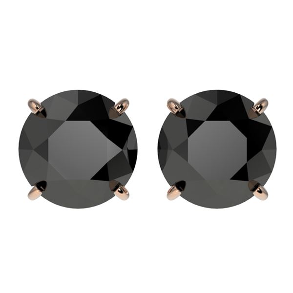3.70 ctw Fancy Black Diamond Solitaire Stud Earrings 10k Rose Gold - REF-60F3M