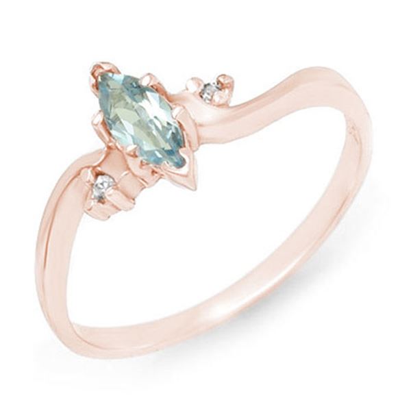 0.29 ctw Blue Topaz & Diamond Ring 14k Rose Gold - REF-12H3R