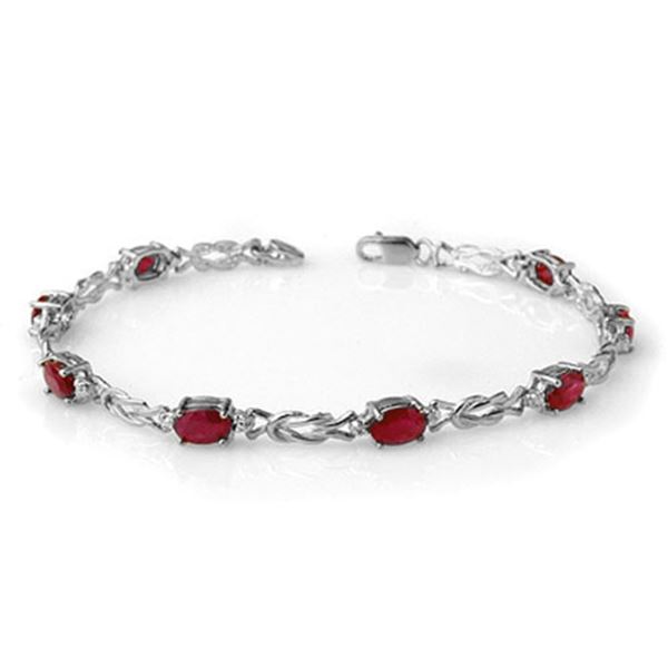 5.48 ctw Ruby & Diamond Bracelet 14k White Gold - REF-51R4K