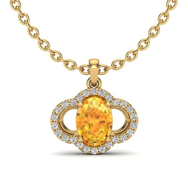 1.75 ctw Citrine & Micro Pave VS/SI Diamond Necklace 10k Yellow Gold - REF-22K3Y