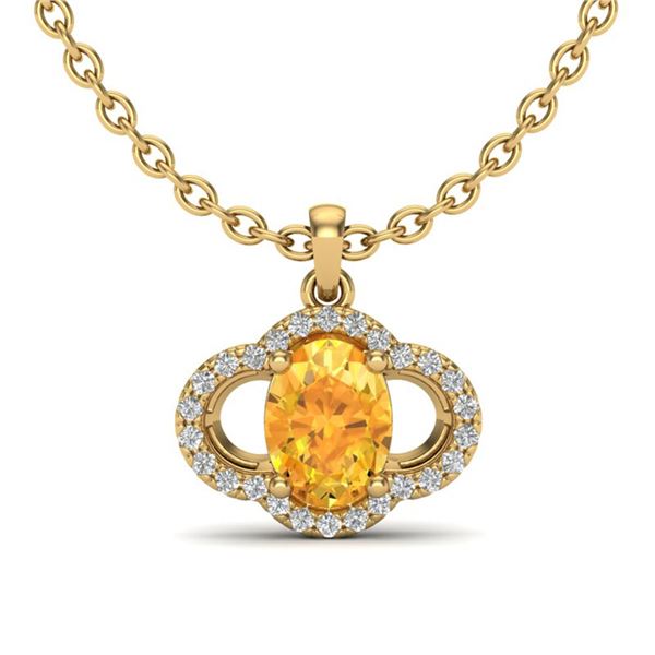 1.75 ctw Citrine & Micro Pave VS/SI Diamond Necklace 10k Yellow Gold - REF-22K3Y