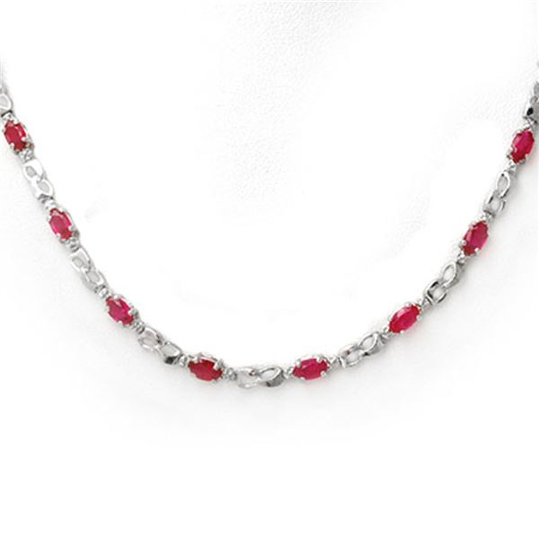 9.02 ctw Ruby & Diamond Necklace 10k White Gold - REF-94Y5X