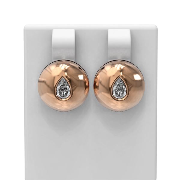 1.04 ctw Pear Diamond Earrings 18K Rose Gold - REF-225H3R