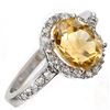 Image 2 : 2.10 ctw Citrine & Diamond Ring 14k White Gold - REF-20R8K