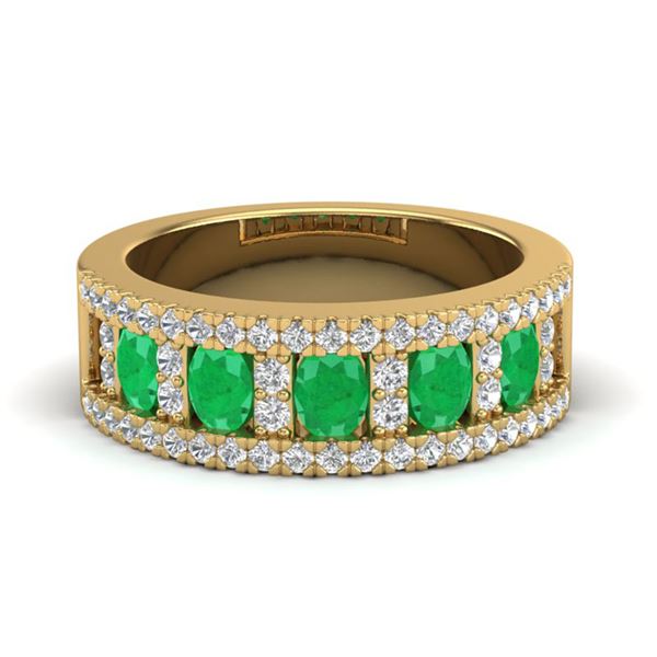 2.34 ctw Emerald & Micro Pave VS/SI Diamond Ring 10k Yellow Gold - REF-55Y2X