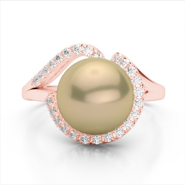 0.27 ctw VS/SI Diamond & Pearl Designer Ring 14k Rose Gold - REF-39K3Y