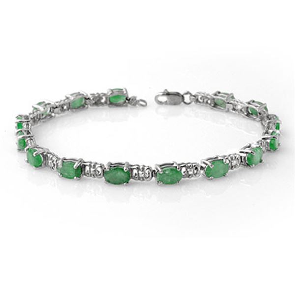 8.10 ctw Emerald Bracelet 10k White Gold - REF-33X3A