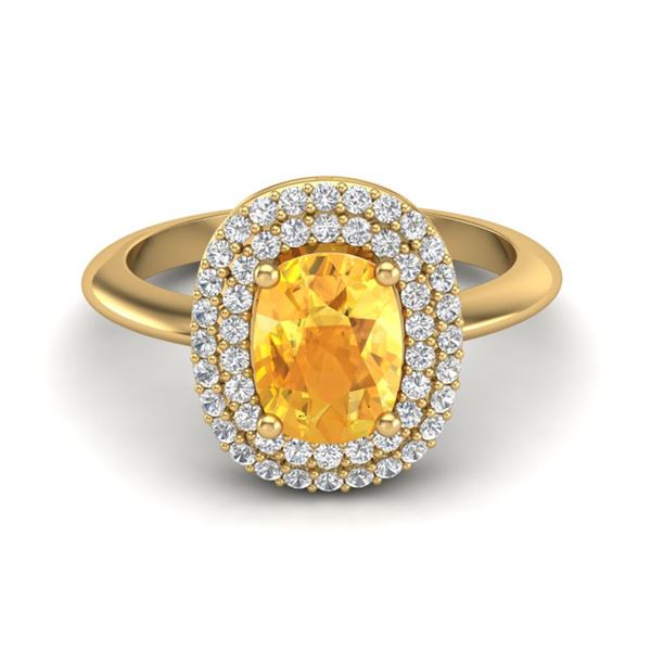 2.50 ctw Citrine With Micro Pave VS/SI Diamond Ring 14k Yellow Gold - REF-49F5M