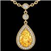 Image 2 : 2.25 ctw Citrine & Micro Pave VS/SI Diamond Necklace 18k Yellow Gold - REF-34H6R