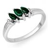 Image 1 : 0.29 ctw Emerald & Diamond Ring 14k White Gold - REF-16W4H