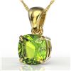 Image 1 : 2 ctw Cushion Cut Peridot Designer Solitaire Necklace 18k Yellow Gold - REF-21W3H