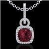Image 2 : 3.50 ctw Garnet & Micro VS/SI Diamond Necklace 18k White Gold - REF-49M2G
