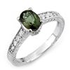 Image 1 : 1.25 ctw Green Tourmaline & Diamond Ring 14k White Gold - REF-53W5H