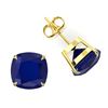 Image 2 : 12 ctw Cushion Cut Sapphire Designer Stud Earrings 18k Yellow Gold - REF-40K9Y