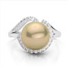 Image 1 : 0.27 ctw VS/SI Diamond & Pearl Designer Ring 18k White Gold - REF-39G3W