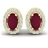 Image 1 : 1.02 ctw Ruby & Micro Pave VS/SI Diamond Earrings 18k Yellow Gold - REF-24W5H