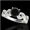Image 1 : 1.4 ctw Certified VS Black Diamond Solitaire Ring 10k White Gold - REF-49M2G