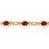Image 2 : 5.48 ctw Ruby & Diamond Bracelet 10k Yellow Gold - REF-25M9G