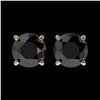 Image 1 : 1.61 ctw Fancy Black Diamond Solitaire Stud Earrings 10k Yellow Gold - REF-31H3R