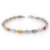Image 1 : 3.0 ctw Multi-color Sapphire Bracelet 10k White Gold - REF-36H6R