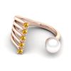 Image 2 : 0.75 ctw Yellow Sapphire & White Pearl Designer Ring 14k Rose Gold - REF-25Y2X