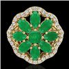 Image 2 : 4 ctw Emerald & VS/SI Diamond Cluster Designer Ring 10k Yellow Gold - REF-49G3W