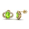 Image 2 : 3.50 ctw Peridot & Micro Pave VS/SI Diamond Earrings 10k Yellow Gold - REF-45N4F