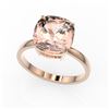 Image 2 : 5 ctw Cushion Cut Morganite Designer Stud Ring 14k Rose Gold - REF-53R2K