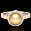Image 1 : 0.25 ctw Micro Pave VS/SI Diamond & Golden Pearl Ring 14k Rose Gold - REF-30W8H