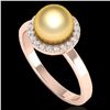 Image 2 : 0.25 ctw Micro Pave VS/SI Diamond & Golden Pearl Ring 14k Rose Gold - REF-30W8H