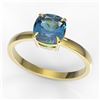 Image 2 : 1.50 ctw Cushion Cut London Blue Topaz Designer Ring 18k Yellow Gold - REF-25M2G