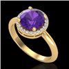 Image 2 : 2 ctw Amethyst & Micro Pave VS/SI Diamond Ring 18k Yellow Gold - REF-45M2G