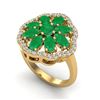 Image 1 : 4 ctw Emerald & VS/SI Diamond Cluster Designer Ring 10k Yellow Gold - REF-49F3M
