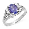Image 1 : 1.43 ctw Tanzanite & Diamond Ring 14k White Gold - REF-38M2G