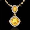 Image 1 : 2.63 ctw Citrine & Micro VS/SI Diamond Necklace Designer 10k Yellow Gold - REF-36F6M