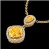 Image 2 : 2.63 ctw Citrine & Micro VS/SI Diamond Necklace Designer 10k Yellow Gold - REF-36F6M