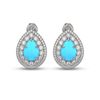 Image 1 : 7.54 ctw Turquoise & Diamond Victorian Earrings 14K White Gold - REF-218W2H