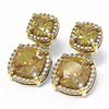 Image 3 : 16.23 ctw Citrine & Diamond Earrings 18K Yellow Gold - REF-178N2F