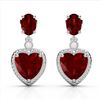 Image 1 : 8 ctw Garnet & VS/SI Diamond Designer Heart Earrings 10k White Gold - REF-32R8K