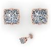 Image 2 : 1.0 ctw VS/SI Princess Diamond Stud Solitaire Earrings 18k Rose Gold - REF-147F2M