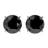 Image 1 : 2.09 ctw Fancy Black Diamond Solitaire Stud Earrings 10k White Gold - REF-35A6N