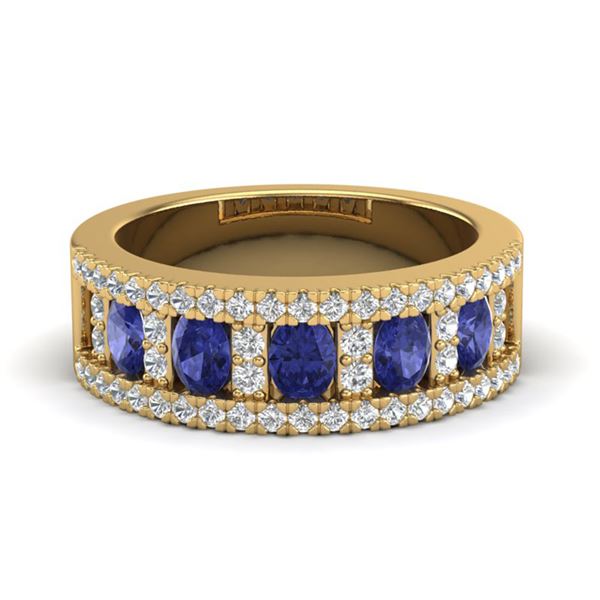 1.75 ctw Tanzanite & Micro Pave VS/SI Diamond Ring 10k Yellow Gold - REF-48N5F