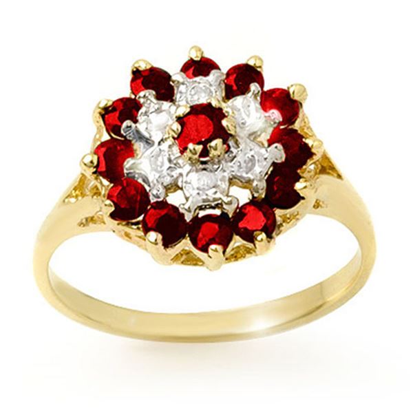 1.12 ctw Ruby & Diamond Ring 10k Yellow Gold - REF-20W5H