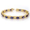 Image 1 : 12.05 ctw Tanzanite & Diamond Bracelet 10k Yellow Gold - REF-138A2N