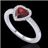 Image 2 : 1.20 ctw Garnet & Micro VS/SI Diamond Ring Heart 14k White Gold - REF-26X3A