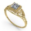 Image 2 : 0.50 ctw VS/SI Princess Diamond Engagment Ring Art Deco 18k Yellow Gold - REF-113F8M