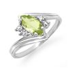 Image 1 : 0.48 ctw Peridot & Diamond Ring 10k White Gold - REF-10X2A